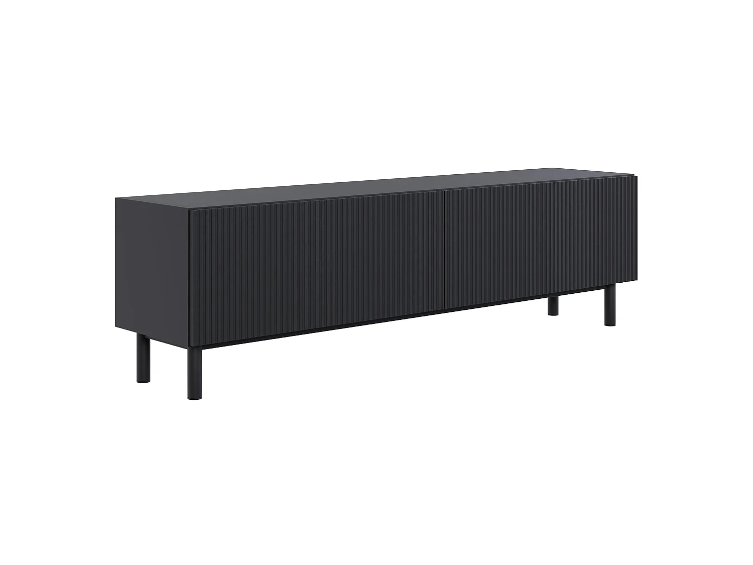 TV-Lowboard mit Rillenfront – Schwarz – 140 cm – VELDIO NEW