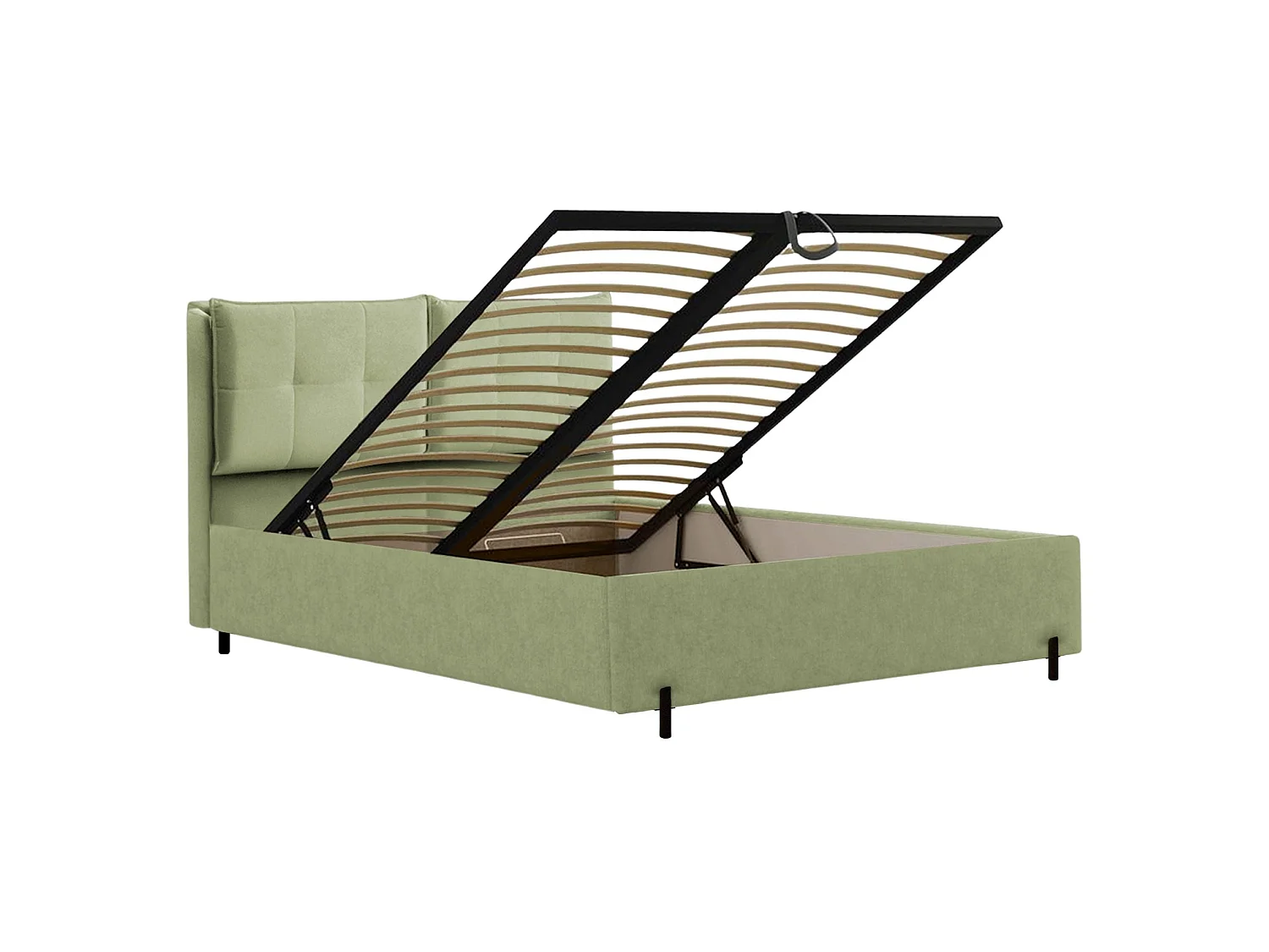 Lit capitonné 180x200 – dossiers rabattables – chenille hydrophobe – vert olive – BELLEO