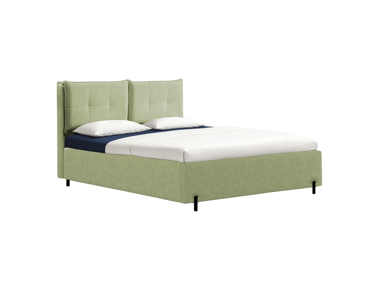 Lit capitonné 180x200 – dossiers rabattables – chenille hydrophobe – vert olive – BELLEO