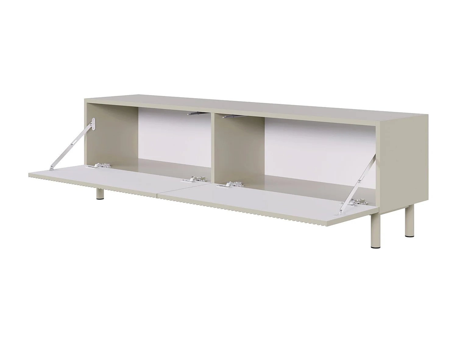 Meuble TV avec façade à rainures – 140 cm – greige – Veldio New