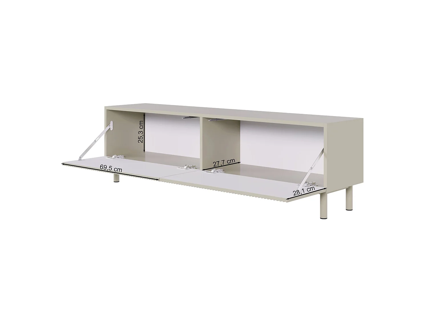 TV-Lowboard mit Rillenfront – Greige – 140 cm – VELDIO NEW