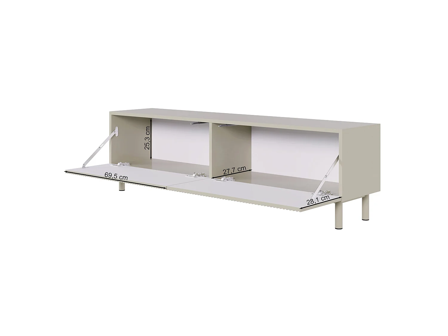 TV-Lowboard mit Rillenfront – Greige – 140 cm – VELDIO NEW