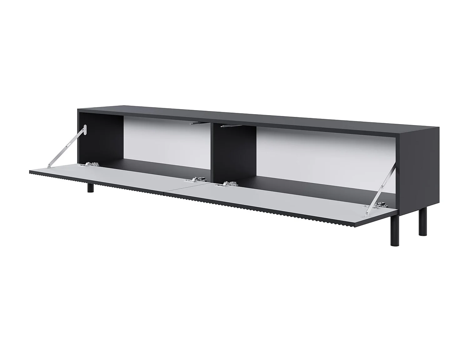 Meuble TV avec façade à rainures – 175 cm – noir – Veldio New