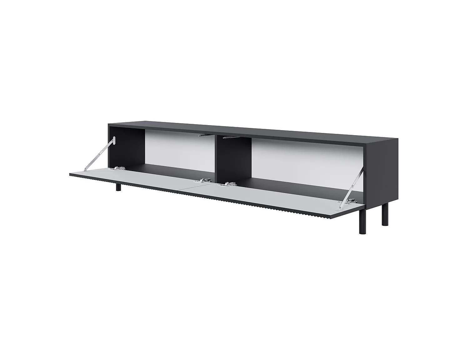 Mobile TV con frontale a doghe – Nero – 175 cm – VELDIO NEW