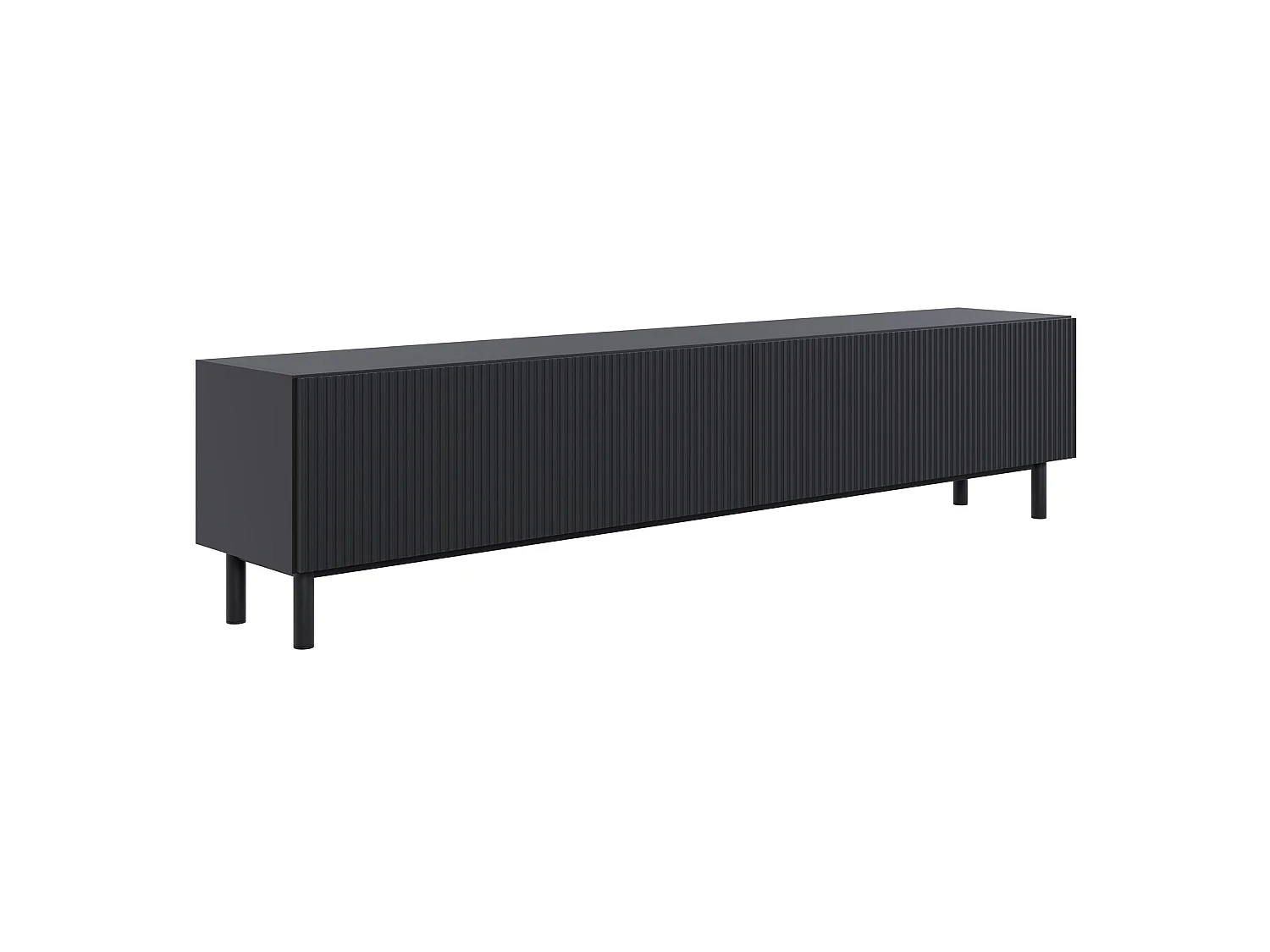 Mobile TV con frontale a doghe – Nero – 175 cm – VELDIO NEW