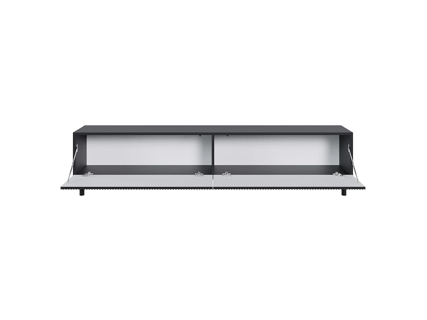 Mobile TV con frontale a doghe – Nero – 175 cm – VELDIO NEW
