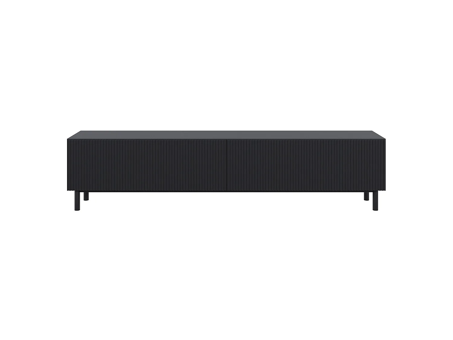 Mobile TV con frontale a doghe – Nero – 175 cm – VELDIO NEW