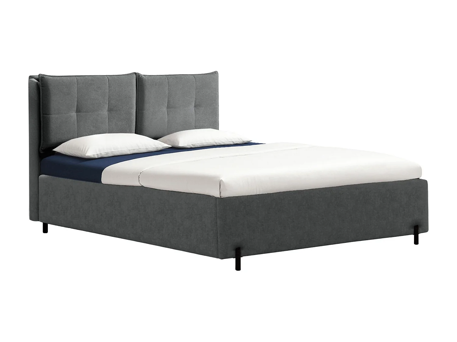 Polsterbett 140x200 mit klappbaren Rückenkissen – wasserfeste Chenille und Stauraum – Dunkelgrau – BELLEO