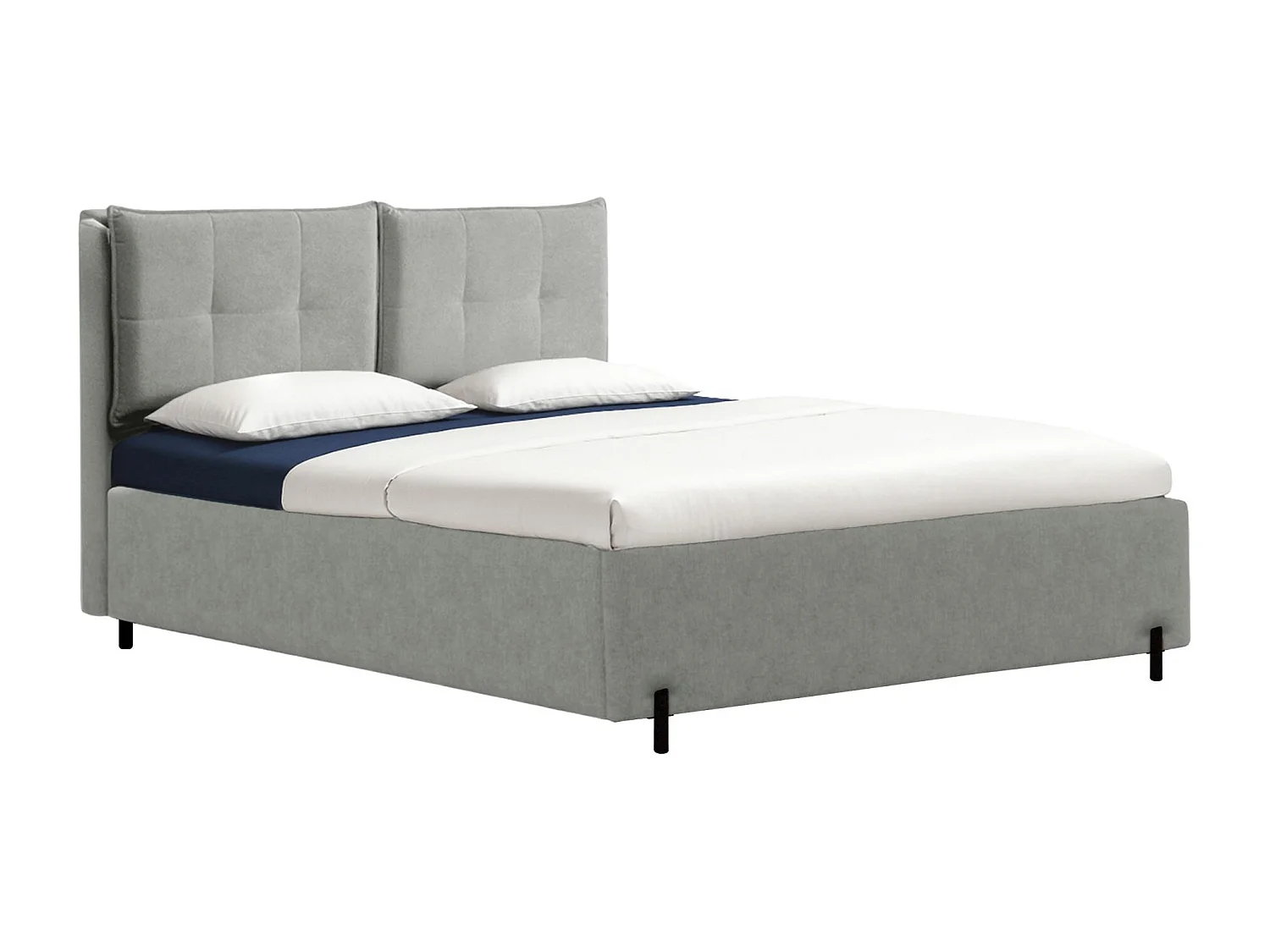 Polsterbett 140x200 mit klappbaren Rückenkissen – wasserfeste Chenille und Stauraum – Grau – BELLEO