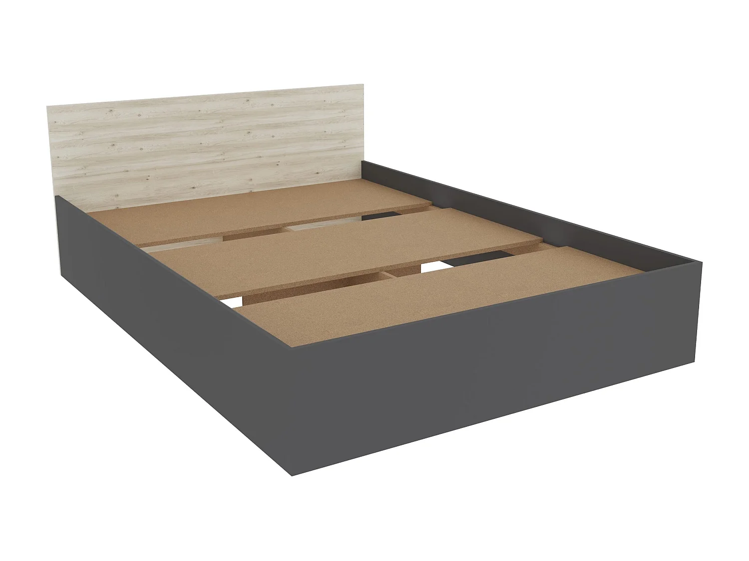 Bed Malmo, 200 x 140 cm, schuimmatras inbegrepen, Wit eiken/Antraciet