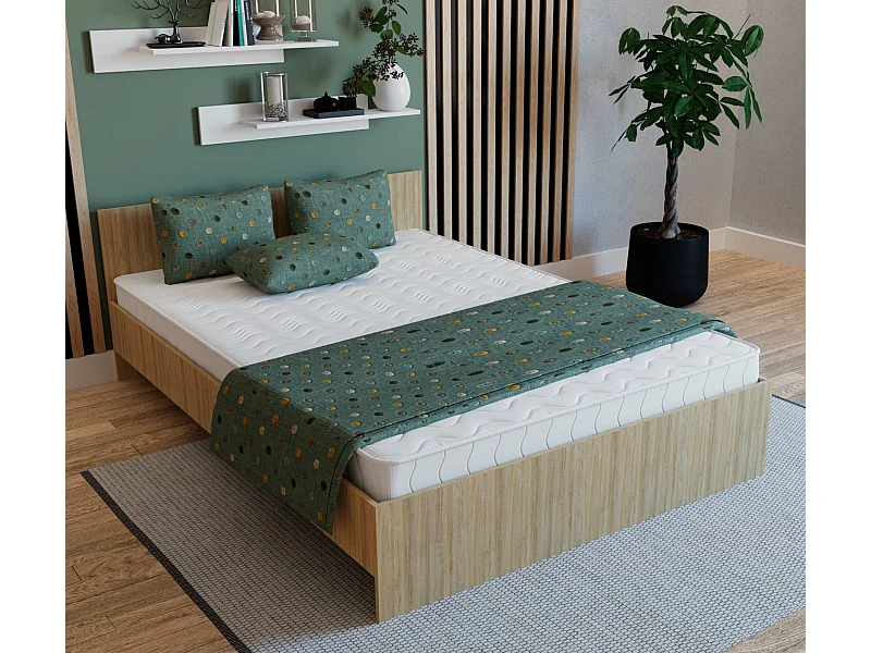 Letto haaus Remi 200x140 cm con materasso in schiuma incluso, Rovere Sonoma