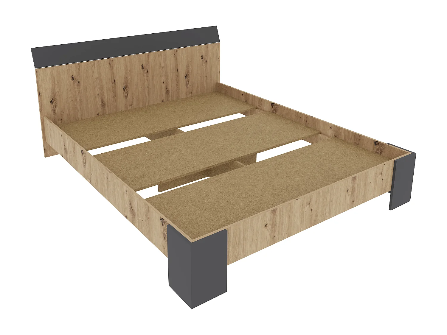 Letto haaus Pedro 200x160 cm con materasso in schiuma incluso, Rovere Artisan / Antracite