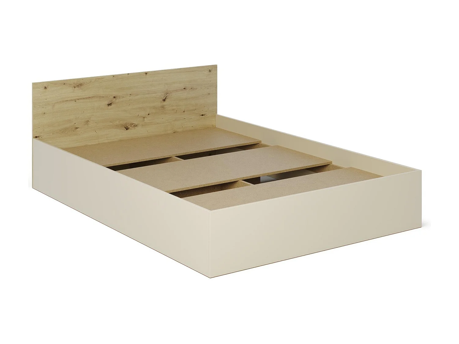 Cama haaus Malmo 200x140 cm com colchão de espuma incluído, Carvalho Artisan / Argila