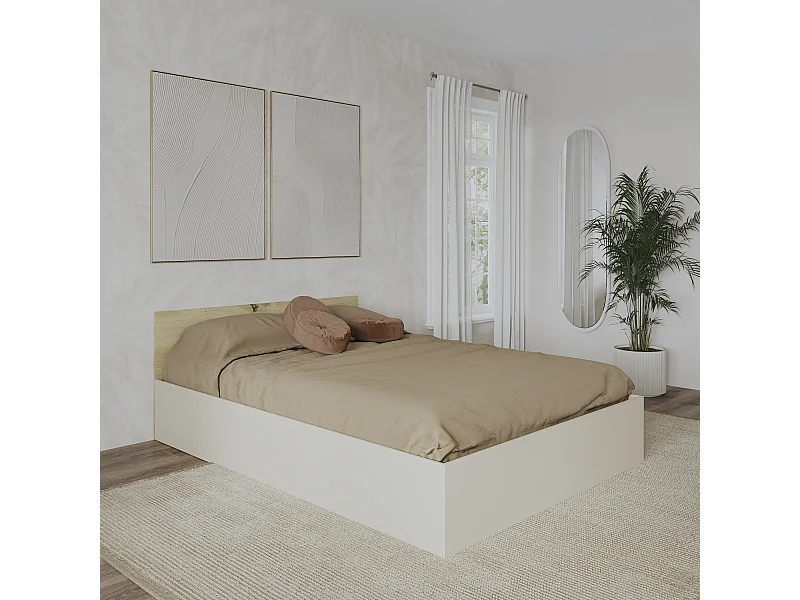 Letto haaus Malmo 200x140 cm con materasso in schiuma incluso, Rovere Artisan / Argilla
