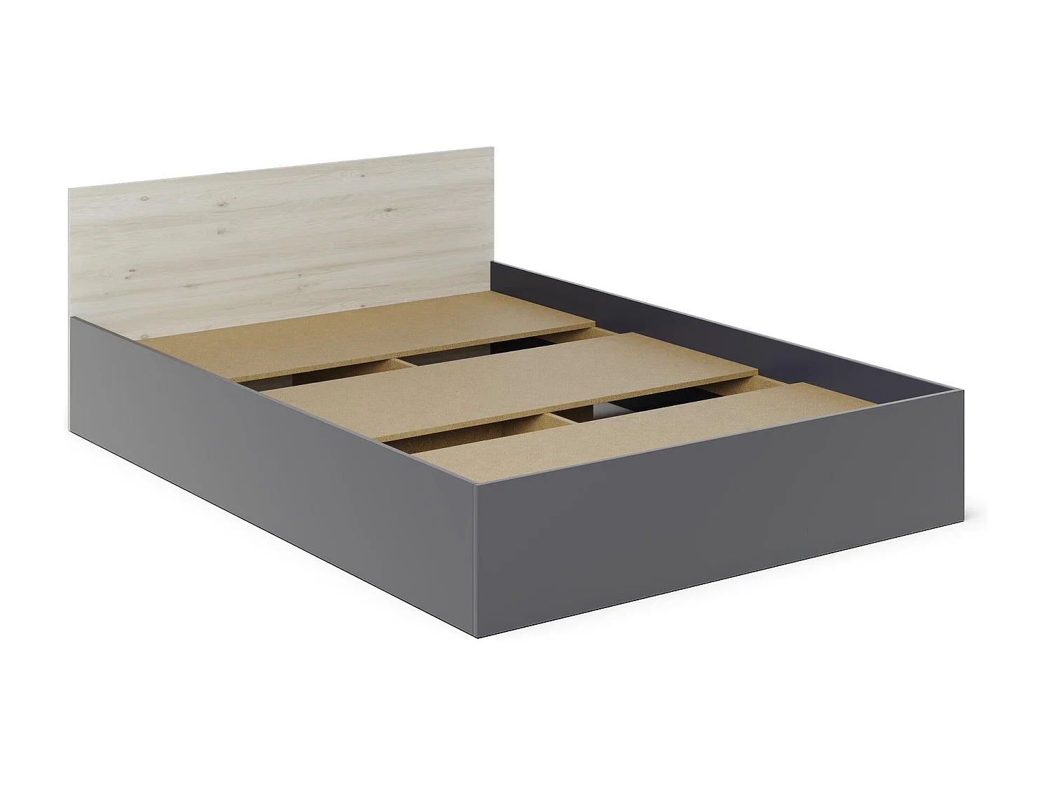 Letto haaus Malmo 200x160 cm con materasso in schiuma incluso, Rovere Bianco / Antracite