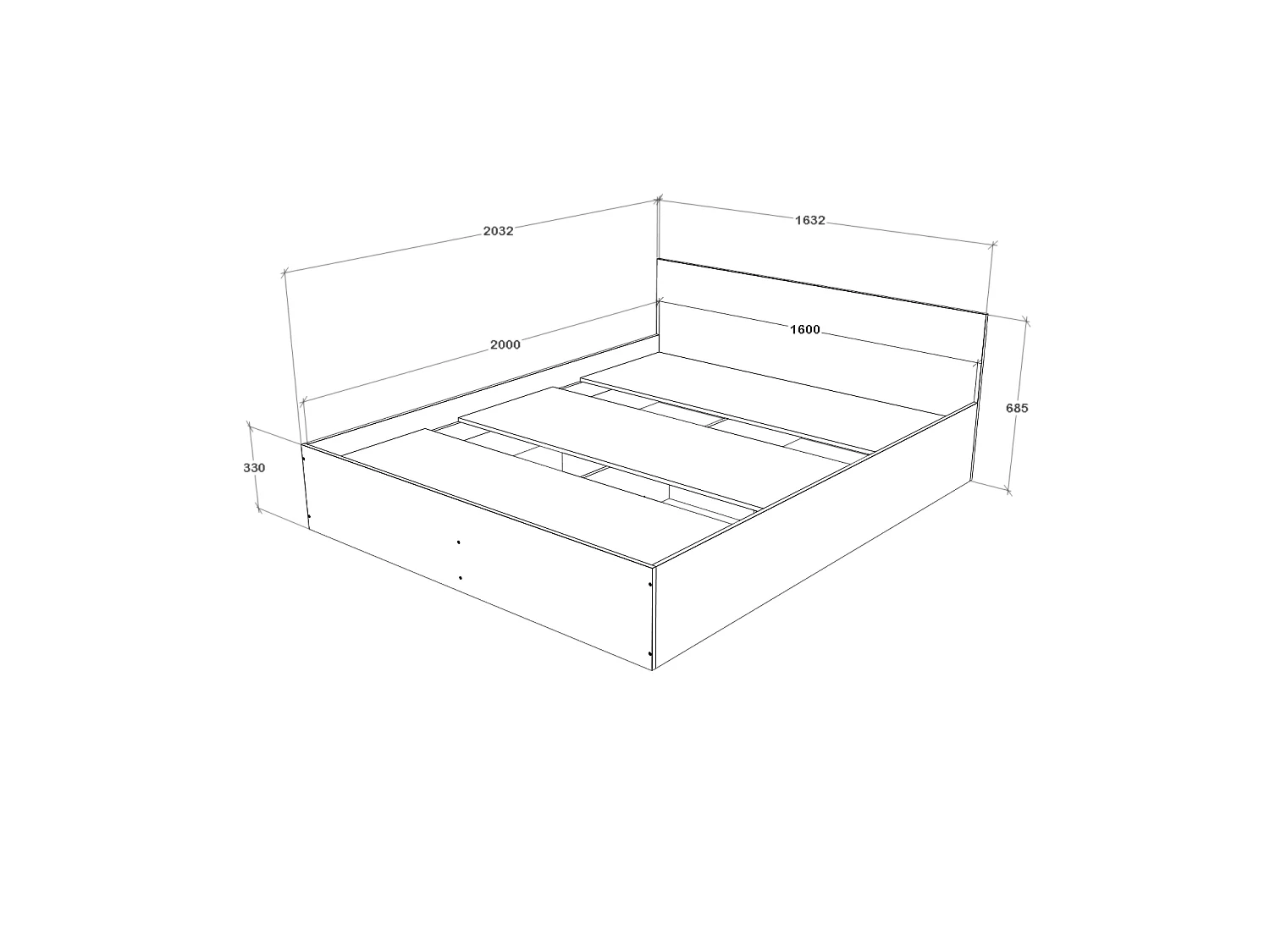 Letto haaus Malmo 200x160 cm con materasso in schiuma incluso, Rovere Bianco / Antracite