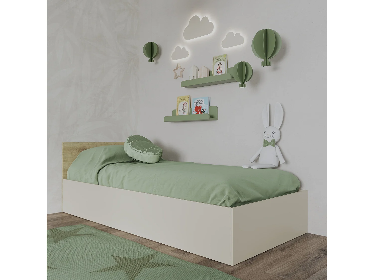 Letto haaus Malmo 200x90 cm con materasso in schiuma incluso, Rovere Artisan / Argilla