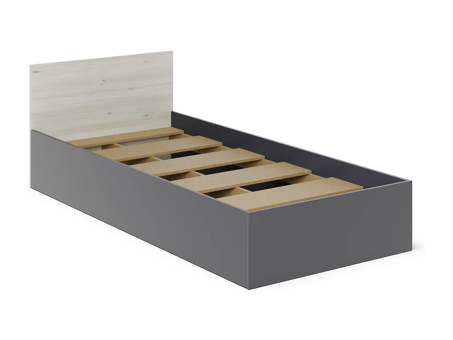 Letto haaus Malmo 200x90 cm con materasso in schiuma incluso, Rovere Bianco / Antracite