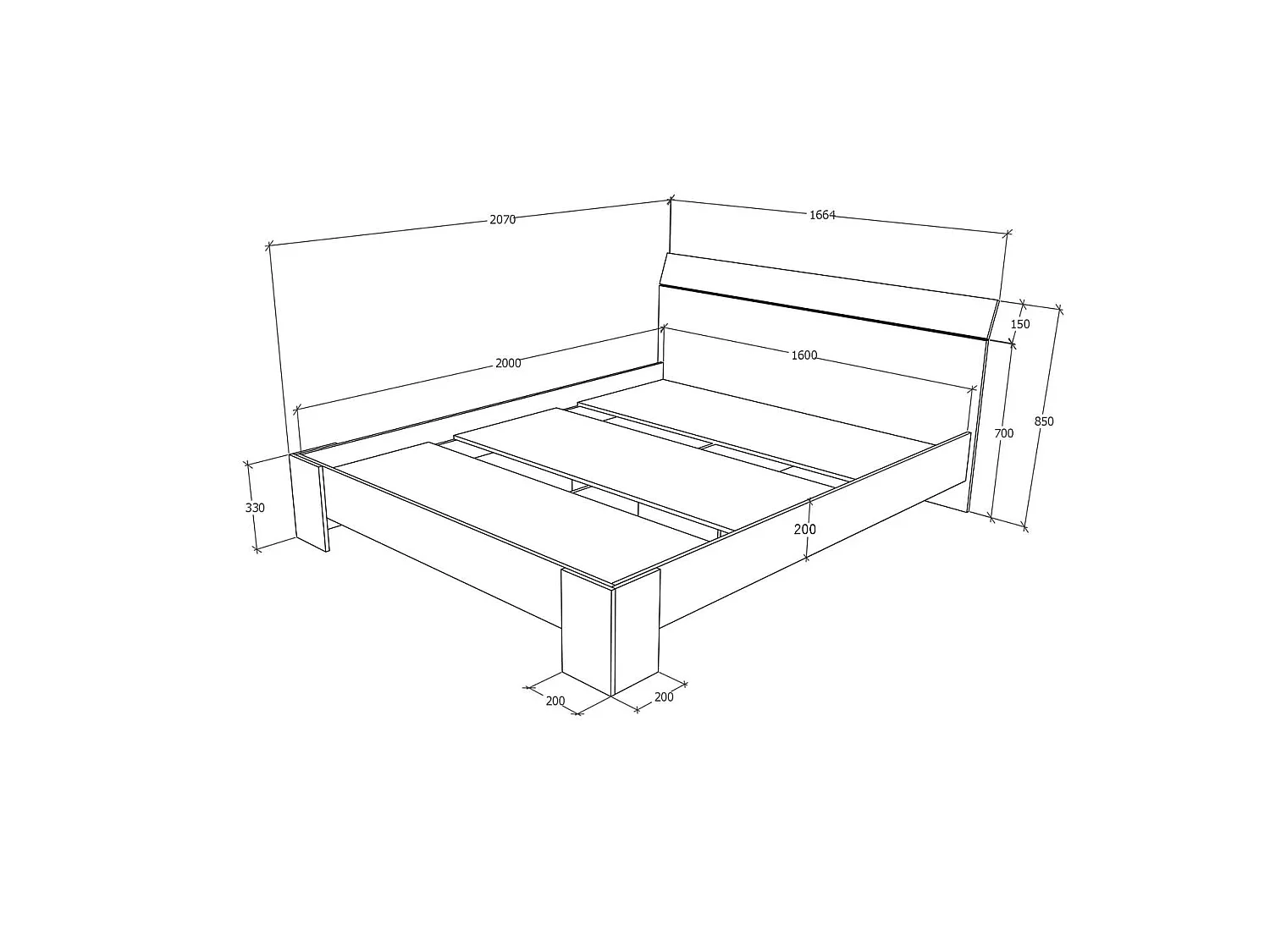 Letto haaus Pedro 160x200 cm rovere artisan/antracite