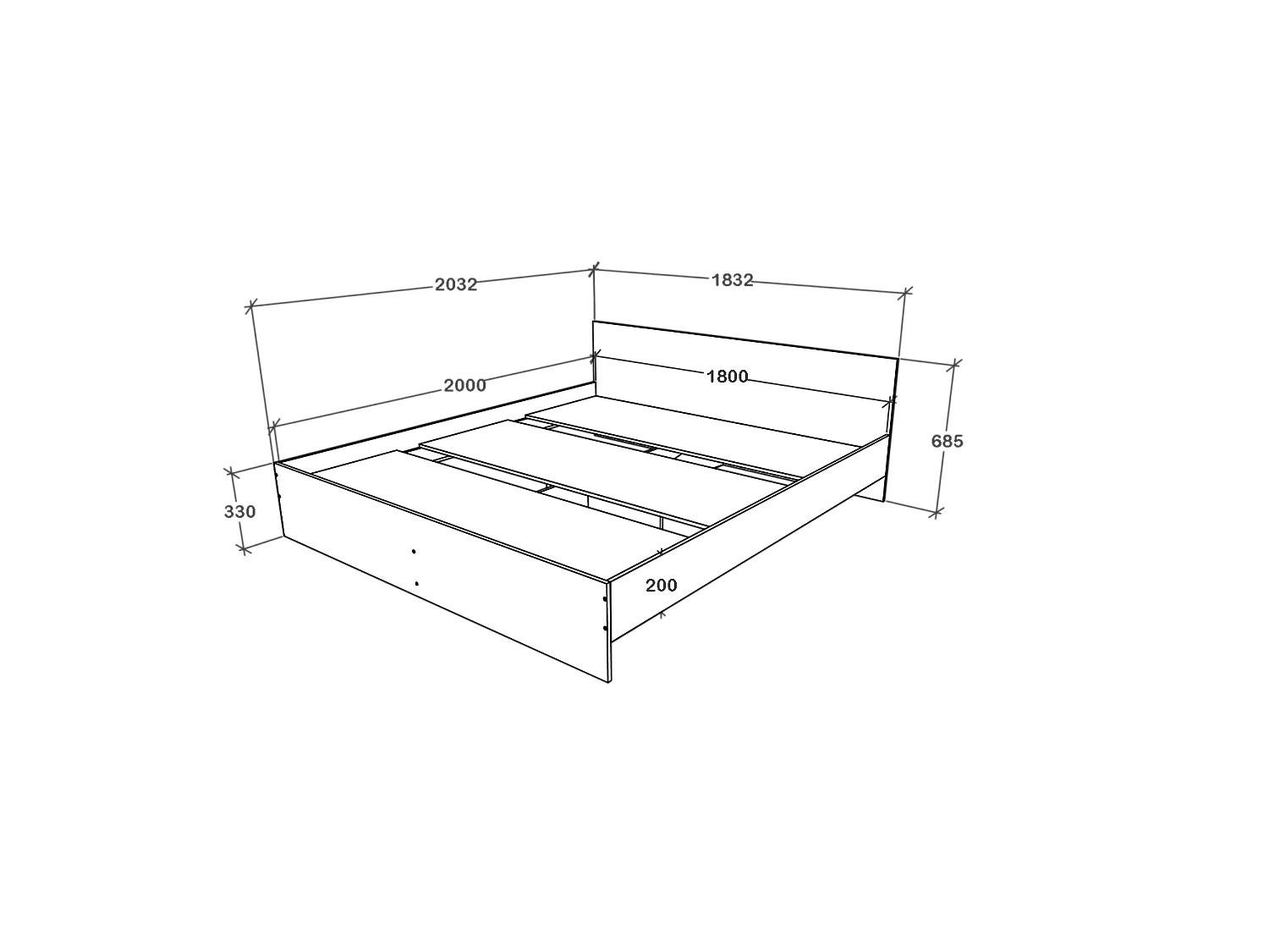 Bed Remi, 200 x 180 cm, Wit
