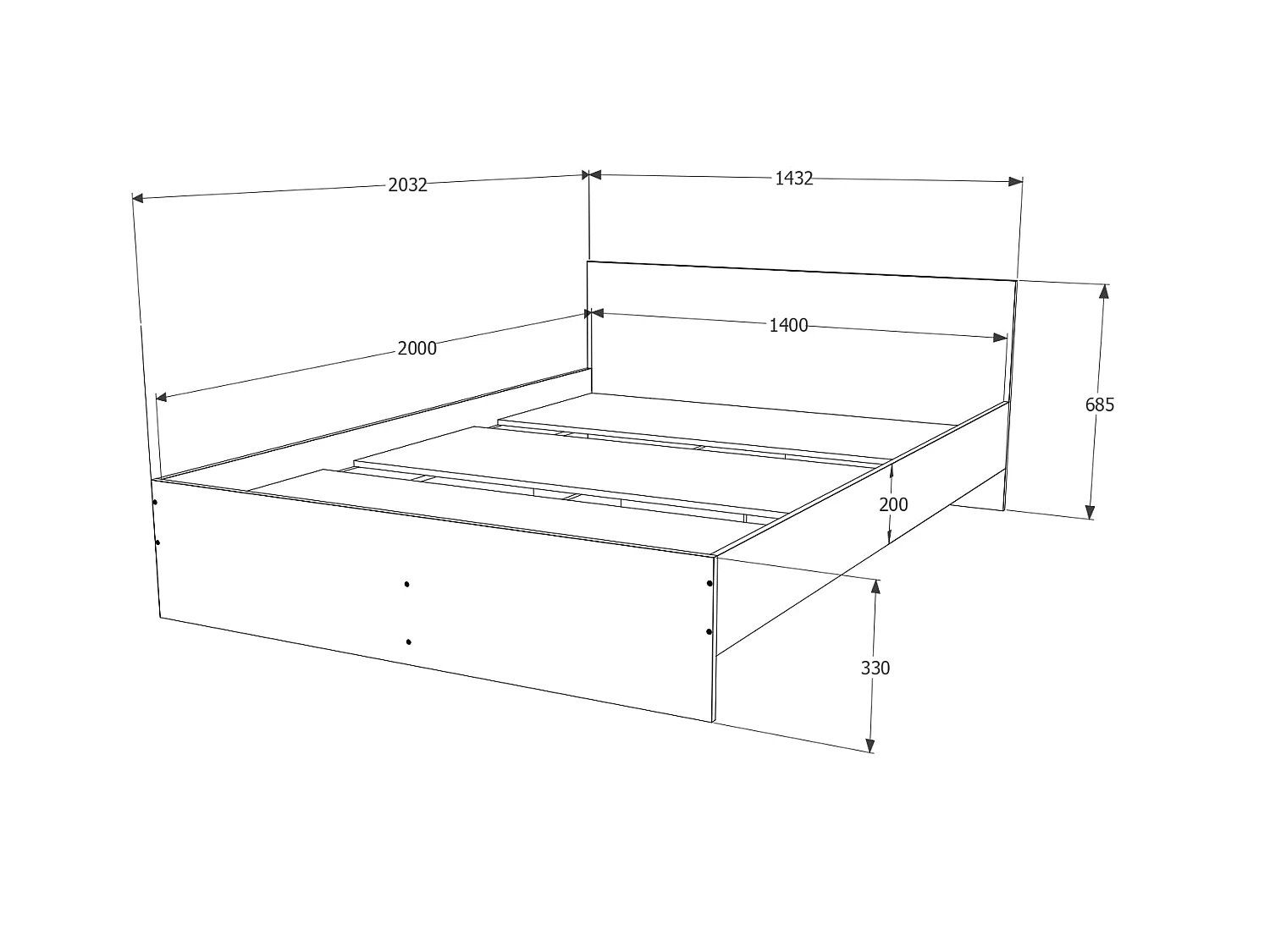 Bed Remi, 200 x 140 cm, Sonoma eiken