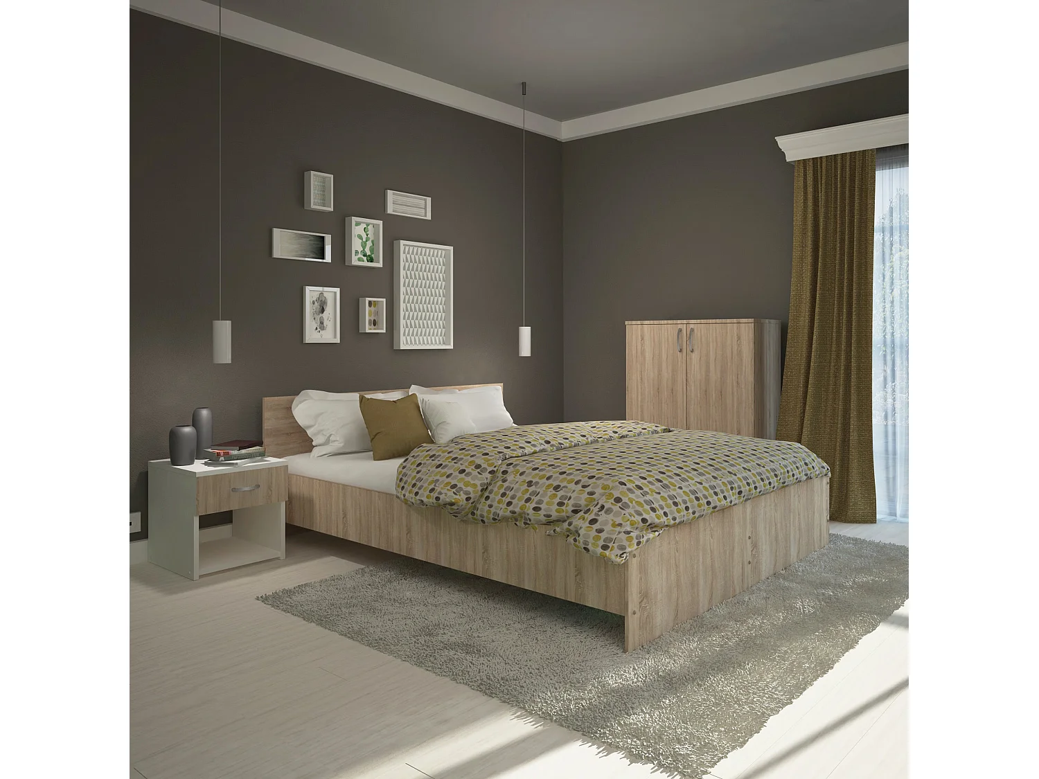 Lit haaus Remi 160x200 cm chêne Sonoma