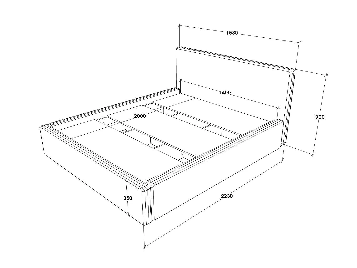 Cama estofada Almo haaus, 200 x 140 cm, Bege