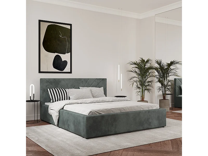 Cama estofada Fargo haaus, 200 x 140 cm, Menta