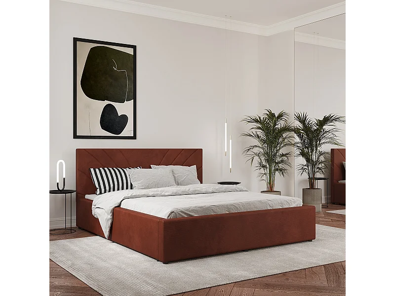 Cama estofada Fargo haaus, 200 x 140 cm, Caramelo