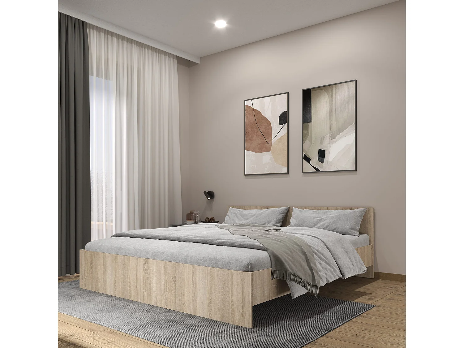 Bed Remi, 200 x 180 cm, Sonoma eiken