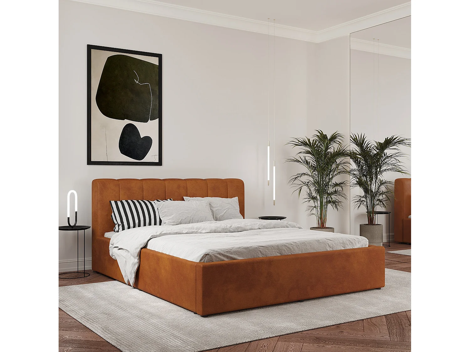 Gestoffeerd bed Almo, 200 x 140 cm, Koper