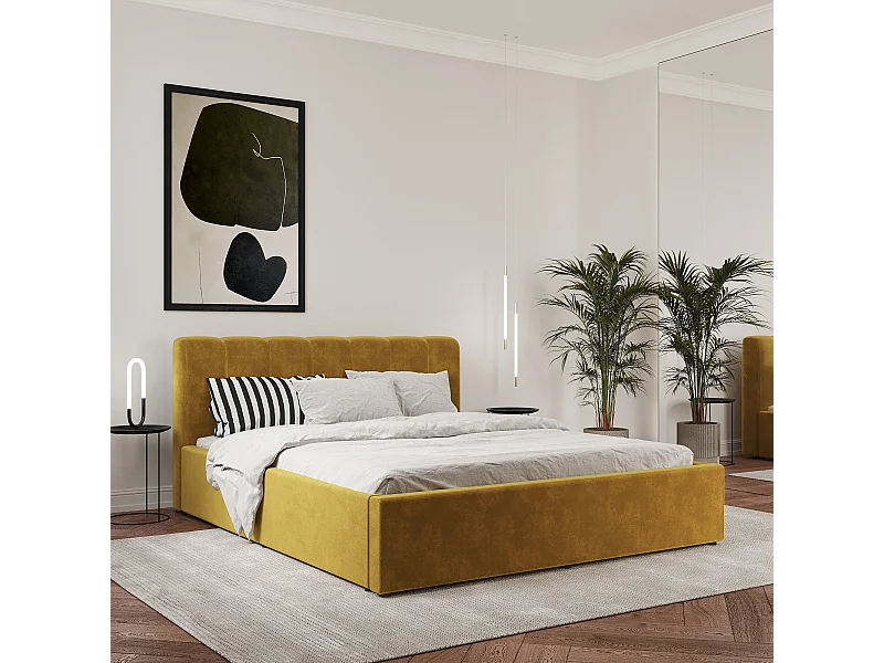 Gestoffeerd bed Almo, 200 x 140 cm, Oker