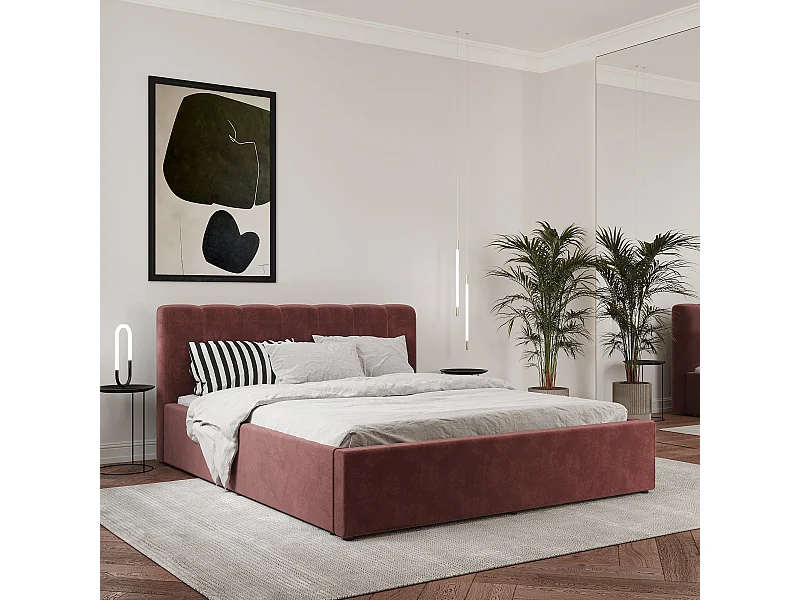 Cama estofada Almo haaus, 200 x 160 cm, Roxo