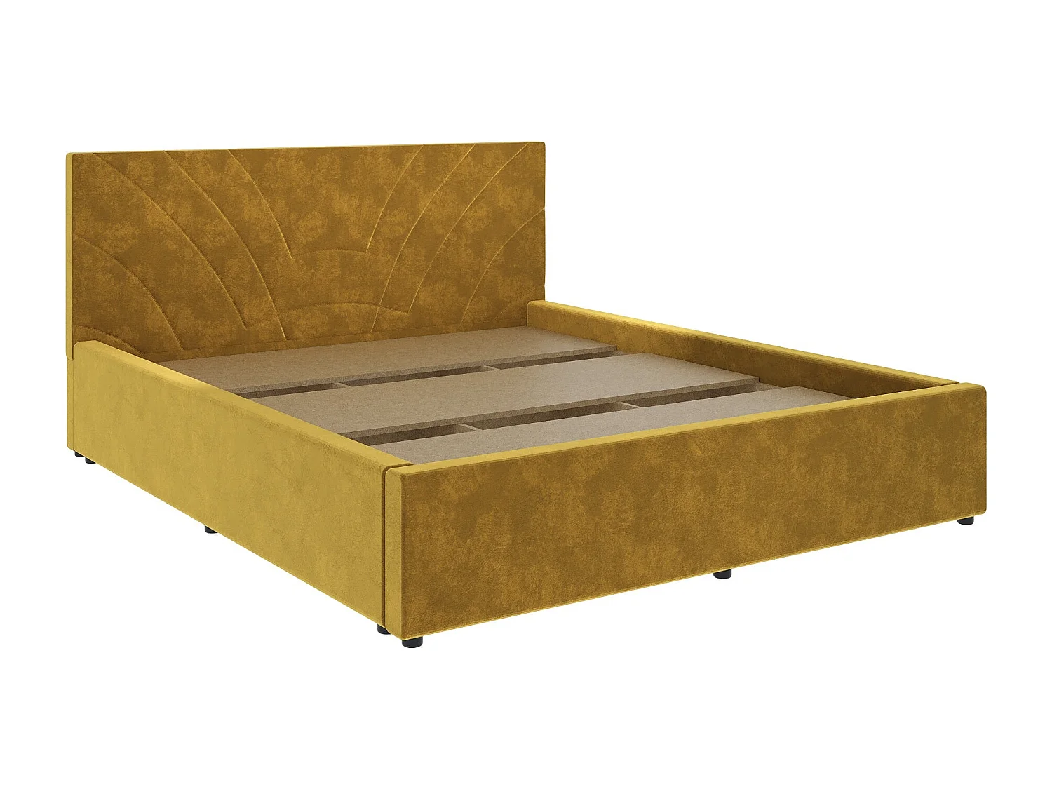 Cama estofada Fargo haaus, 200 x 140 cm, Ocre