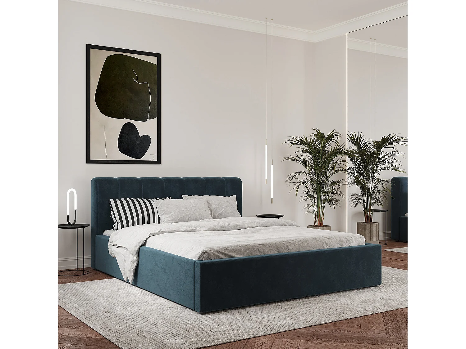 Cama estofada Almo haaus, 200 x 160 cm, Azul
