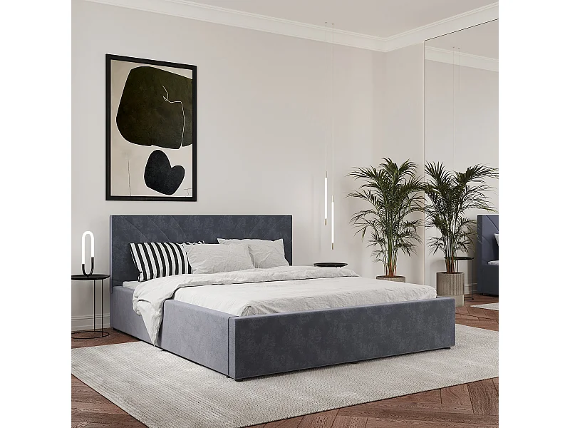 Letto imbottito Fargo haaus, 200 x 140 cm, Grigio chiaro
