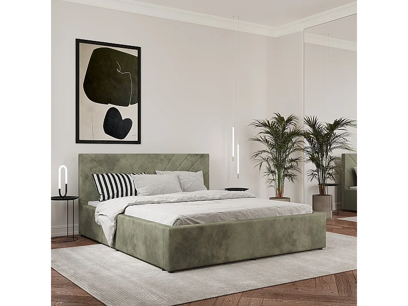 Letto imbottito Fargo haaus, 200 x 160 cm, Kaki
