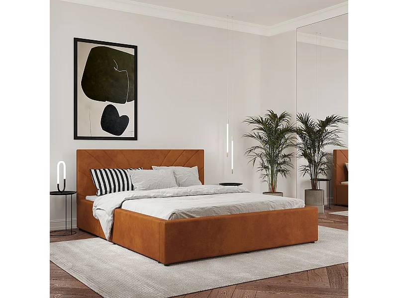 Cama tapizada Fargo haaus, 200 x 160 cm, Cobre