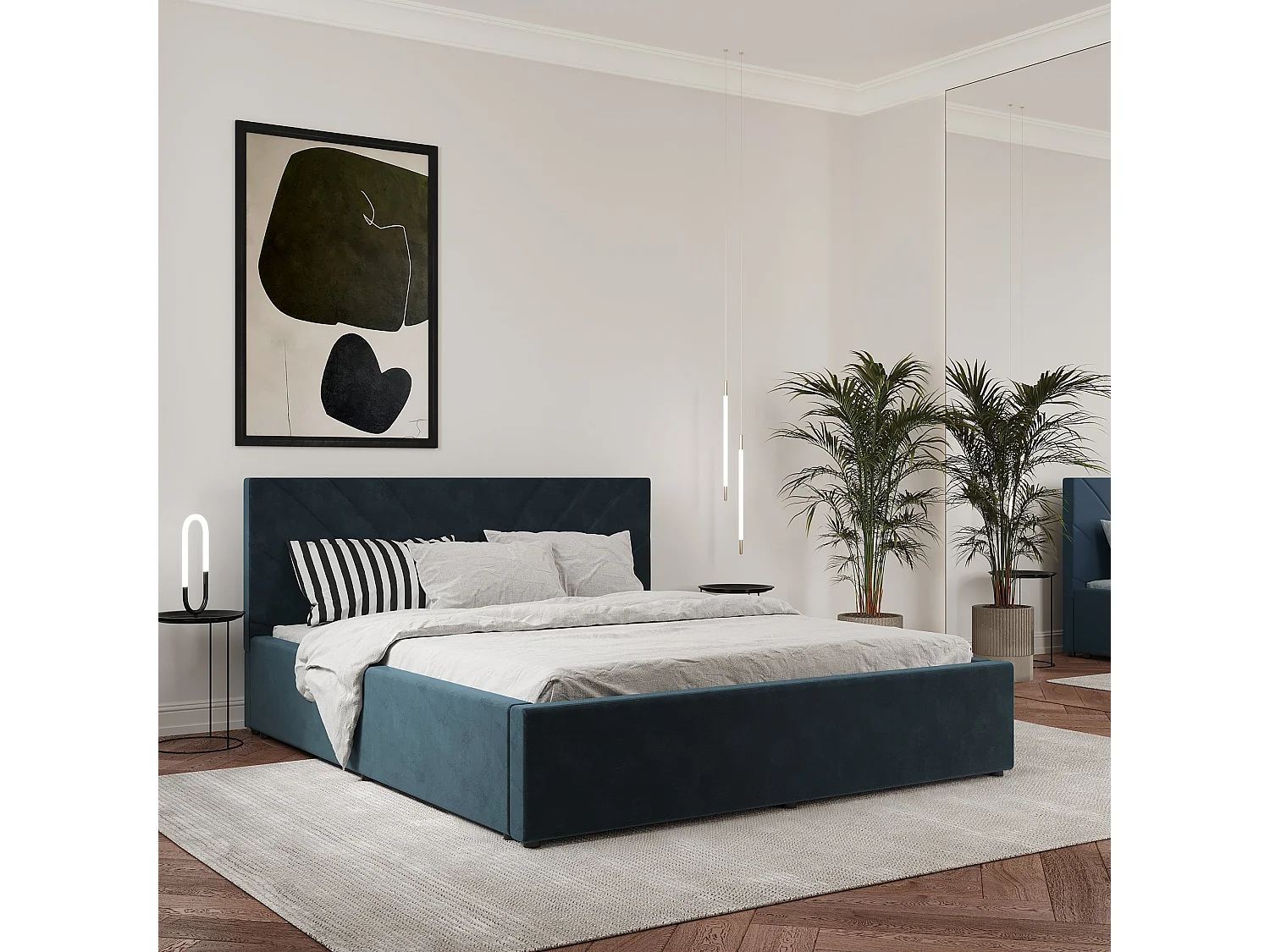 Cama estofada Fargo haaus, 200 x 140 cm, Azul