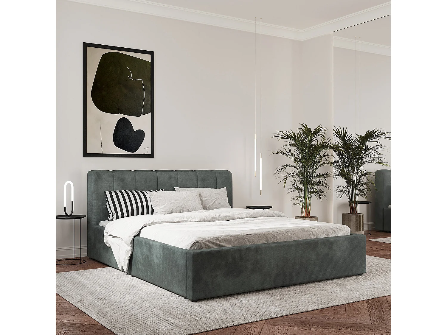 Cama estofada Almo haaus, 200 x 160 cm, Menta