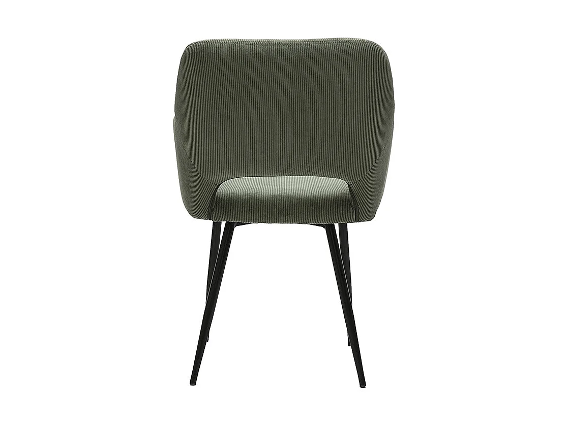 Chaises en tissu velours côtelé vert kaki et métal noir (lot de 2) LAURETTE