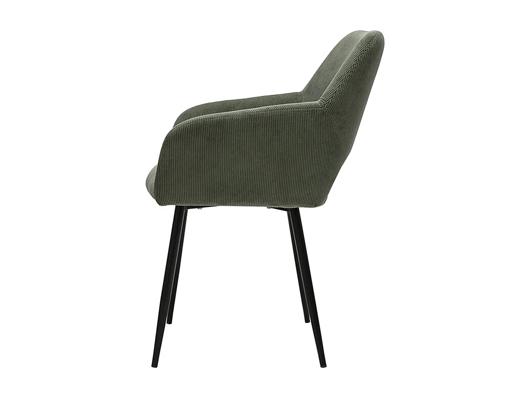 Chaises en tissu velours côtelé vert kaki et métal noir (lot de 2) LAURETTE
