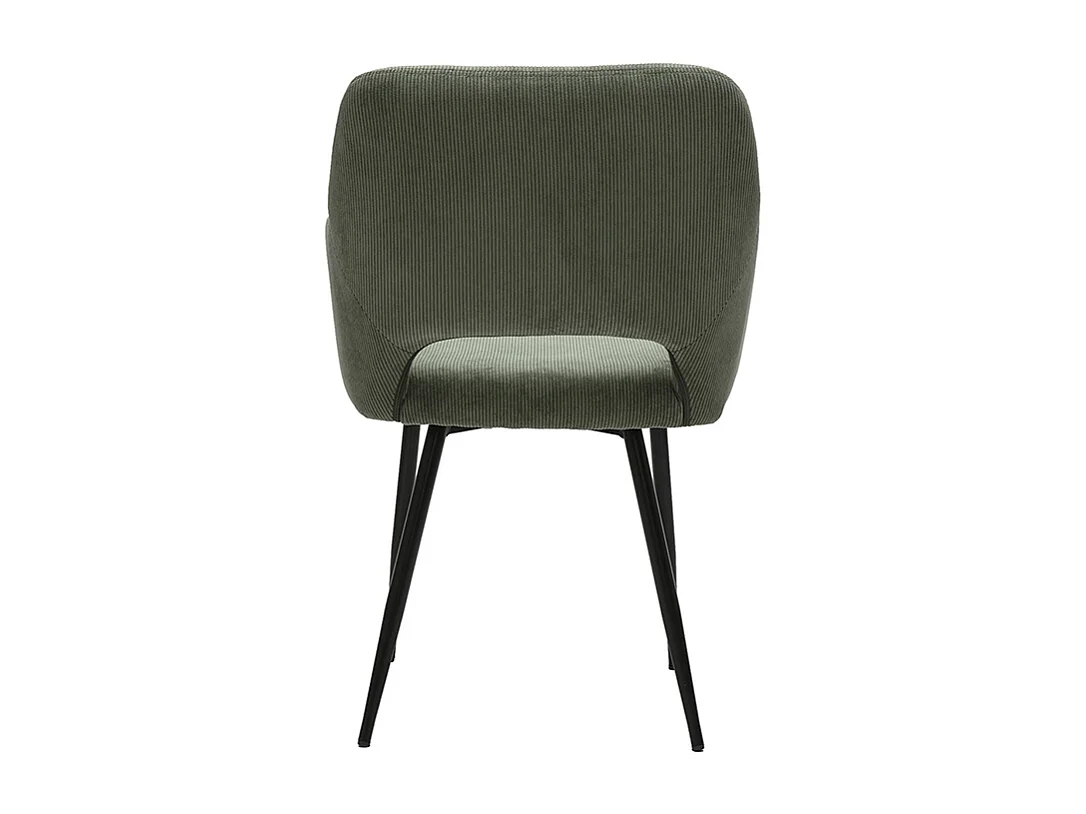 Chaises en tissu velours côtelé vert kaki et métal noir (lot de 2) LAURETTE