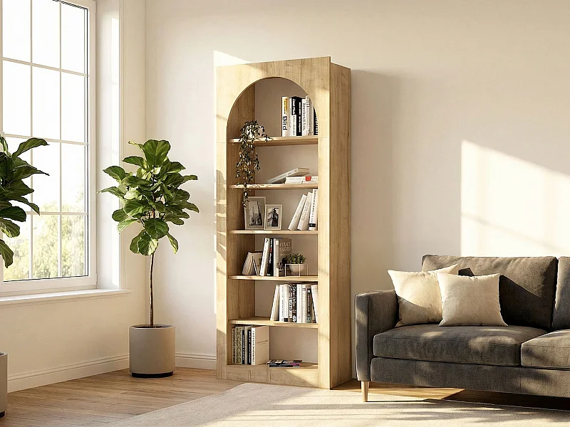 Bibliothèque avec 6 niches - Naturel clair - CYMORA