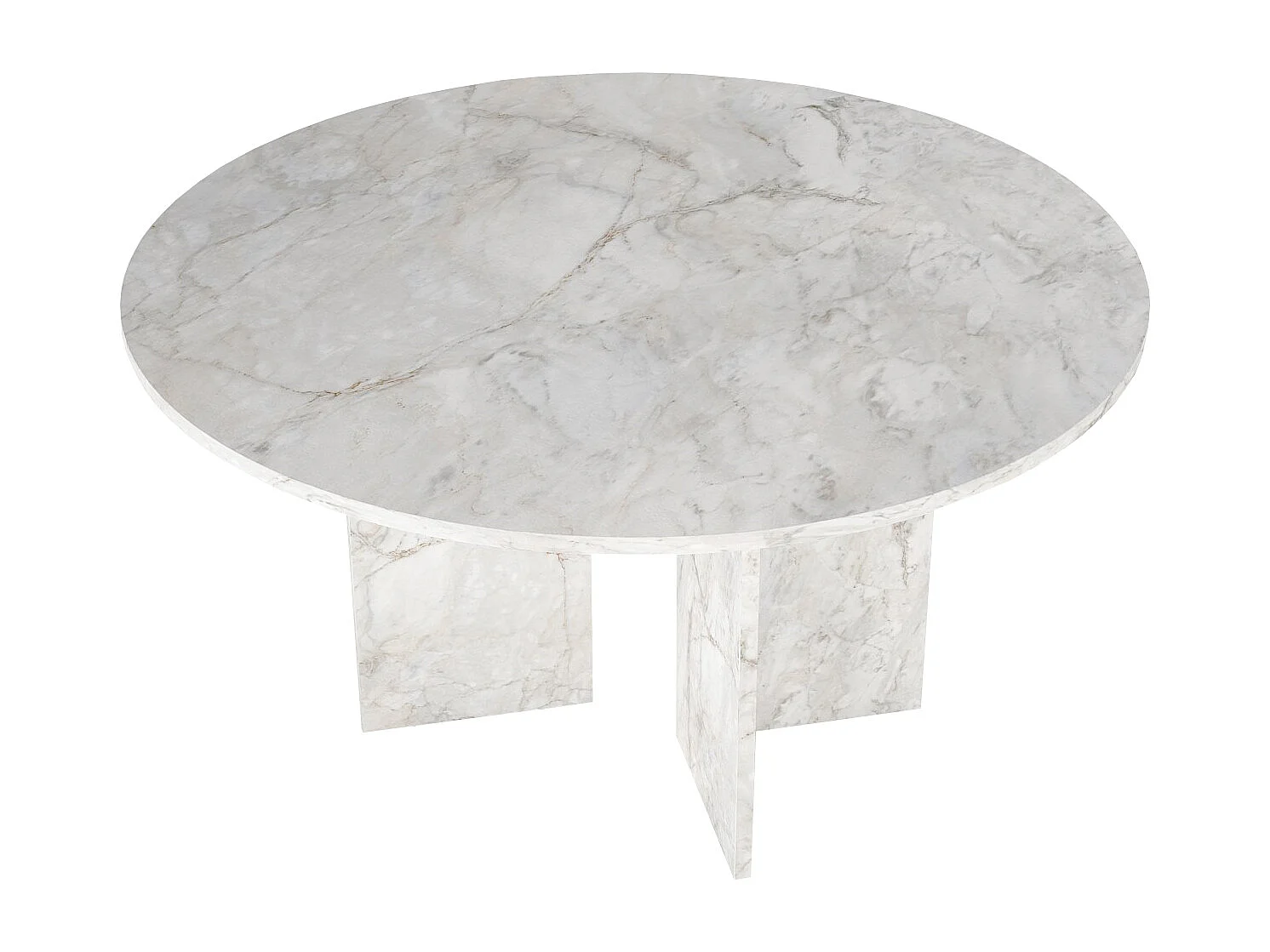 Table à manger ronde 6 personnes - Effet marbre blanc - TOPANIA