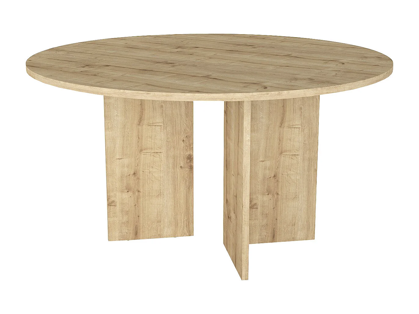 Table à manger ronde 6 personnes - Naturel clair - TOPANIA