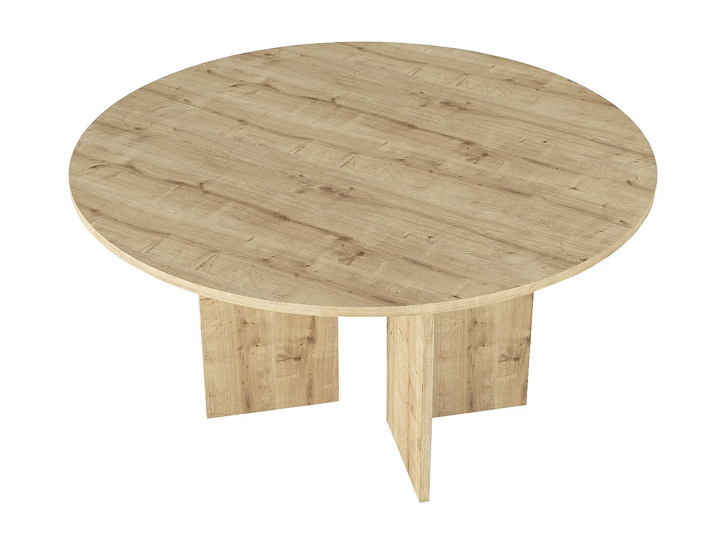 Table à manger ronde 6 personnes - Naturel clair - TOPANIA