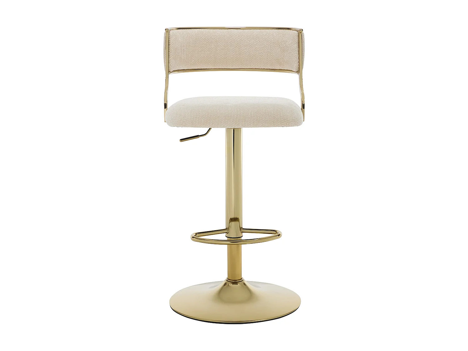 Sgabello da bar in tessuto testurizzato e metallo dorato Altezza regolabile Crema - Lotto di 2 - MAYEMA