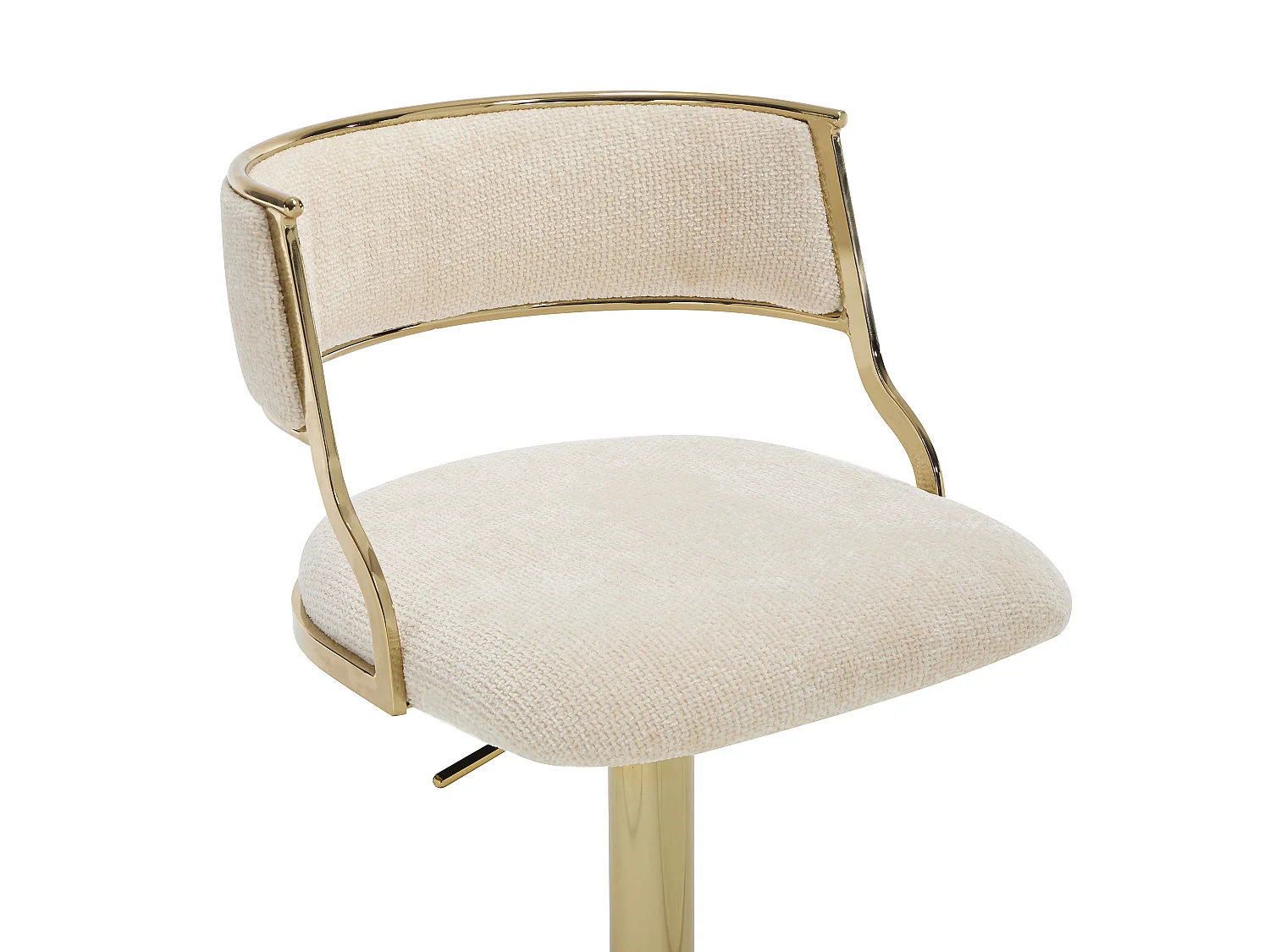 Sgabello da bar in tessuto testurizzato e metallo dorato Altezza regolabile Crema - Lotto di 2 - MAYEMA