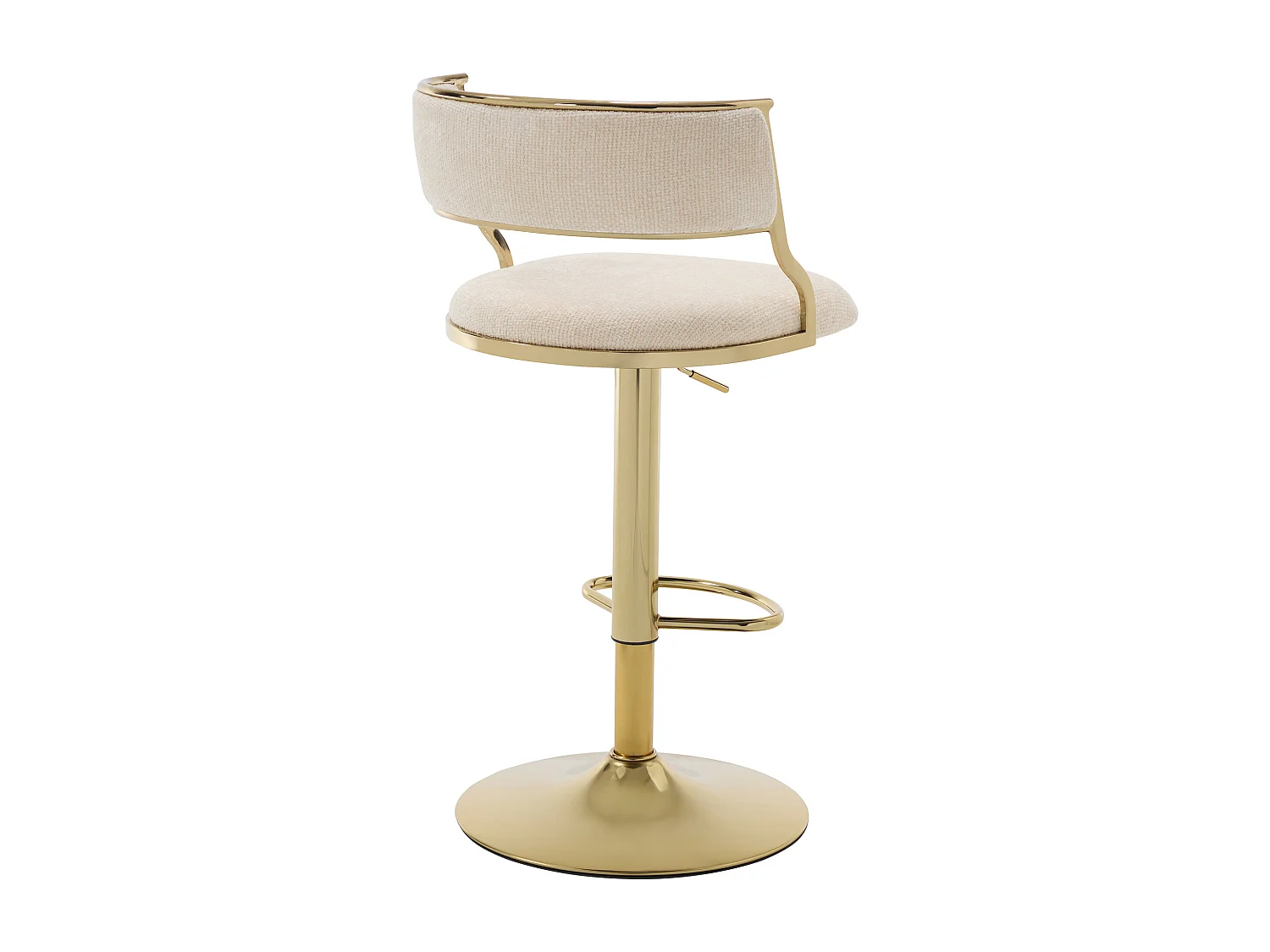 Sgabello da bar in tessuto testurizzato e metallo dorato Altezza regolabile Crema - Lotto di 2 - MAYEMA